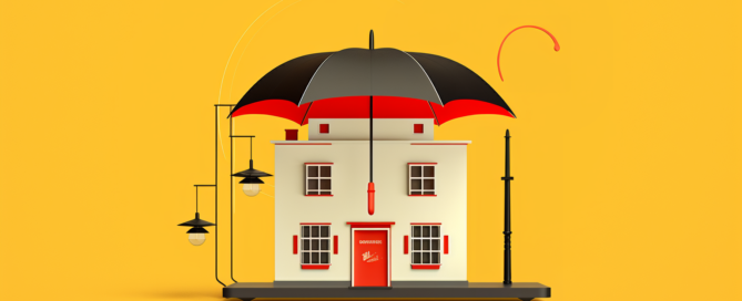 seguro residencial ilustrado à estética de Bauhaus