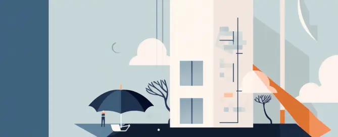 Imagem Bauhaus que simboliza a confiabilidade dos seguros privados com design minimalista e cores primárias