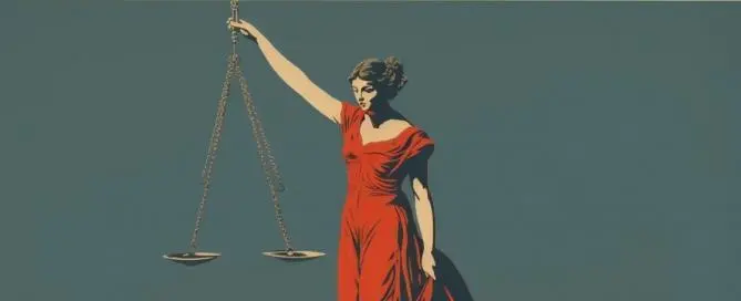 simbologia do direito gerada por IA - Midjourney. Mulher segurando uma balança