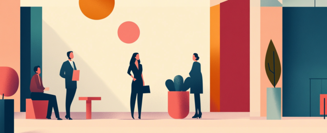 pessoas em pé interagindo