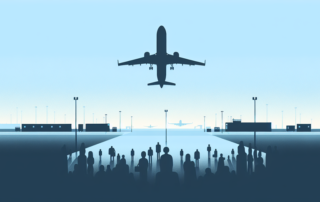 imagem minimalista de avião decolando para representar seguro viagem