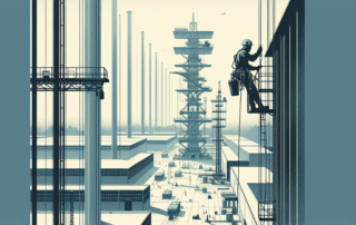 alpinista industrial protegido por seguro