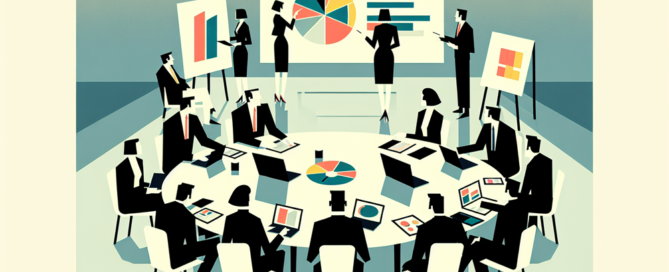 Administradores, conselheiros e gestores reunidos em mesa de reunião para Seguro D&O.