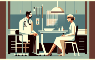 Mulher em consulta médica protegida por seguro de vida