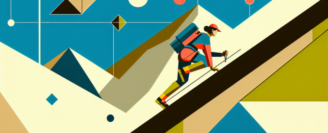 Mulher praticando alpinismo protegida por seguro